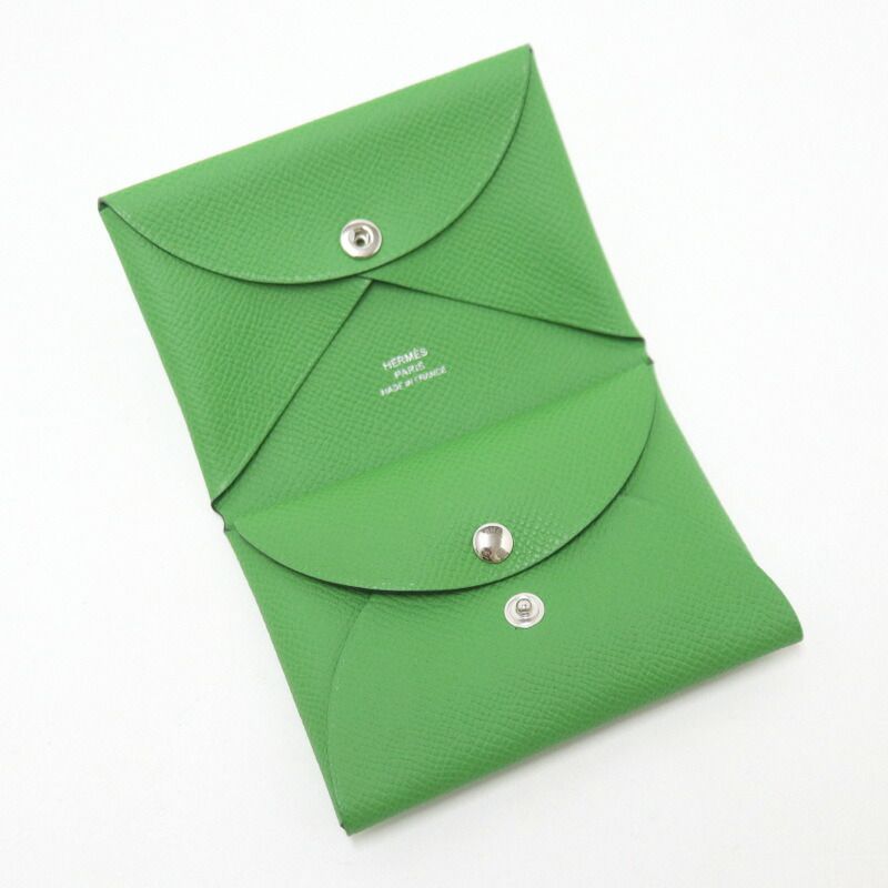 Hermes Calvi Duo Coin Case Epsom Yucca :vere Yucca