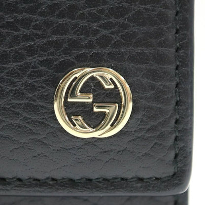 Gucci Bifold Wallet Interlocking Leather Black Gold