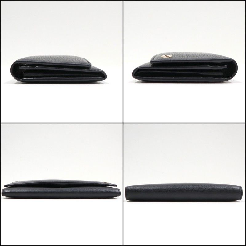 Gucci Bifold Wallet Interlocking Leather Black Gold
