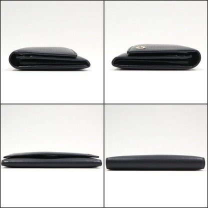Gucci Bifold Wallet Interlocking Leather Black Gold