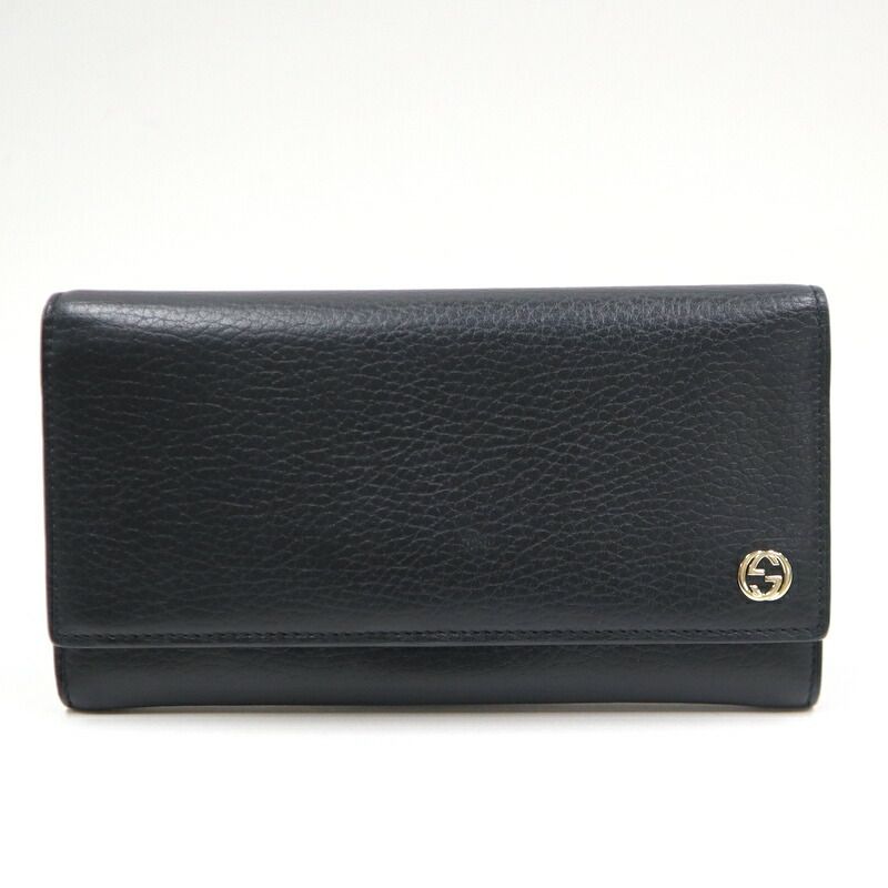 Gucci Bifold Wallet Interlocking Leather Black Gold