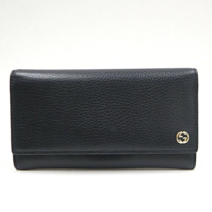 Gucci Bifold Wallet Interlocking Leather Black Gold