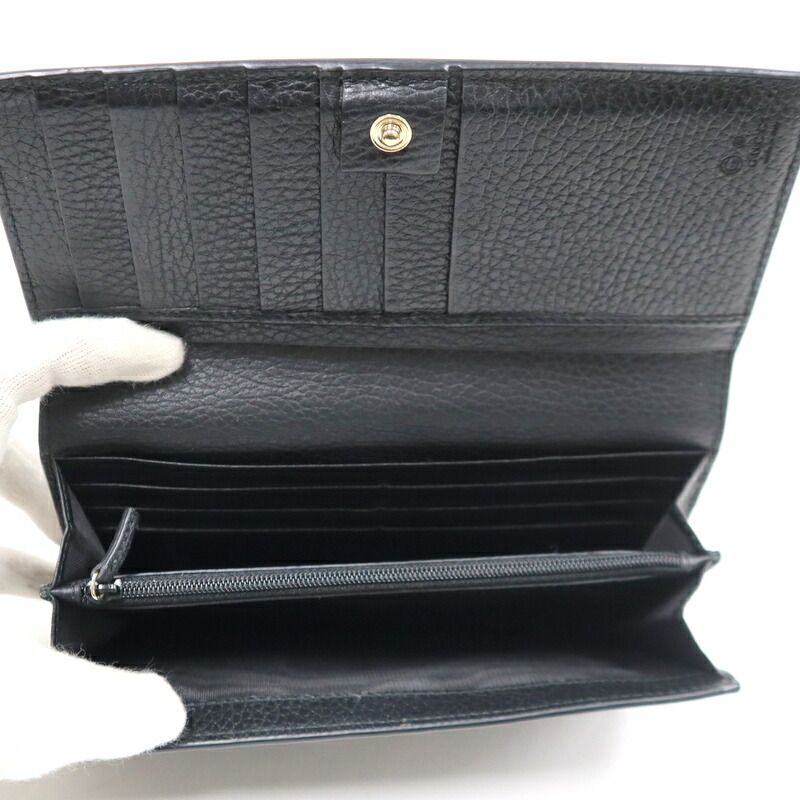 Gucci Bifold Wallet Interlocking Leather Black Gold