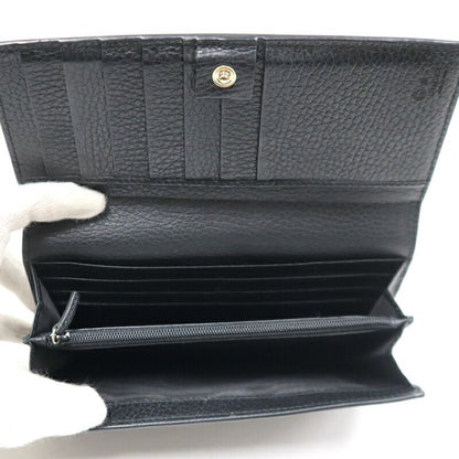 Gucci Bifold Wallet Interlocking Leather Black Gold