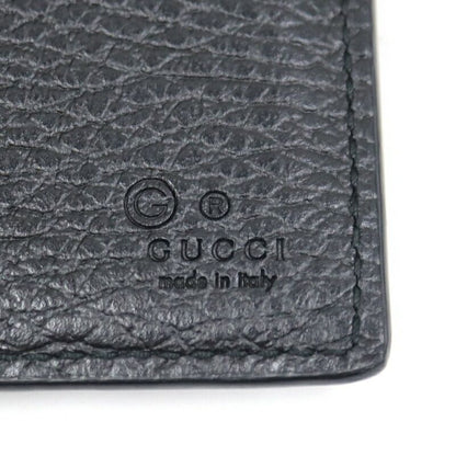 Gucci Bifold Wallet Interlocking Leather Black Gold