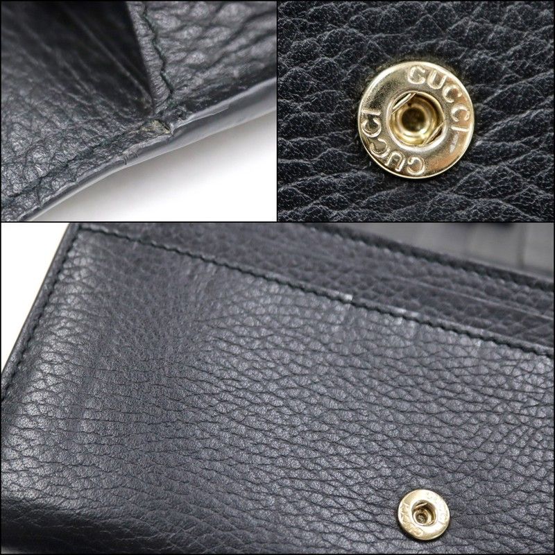 Gucci Bifold Wallet Interlocking Leather Black Gold