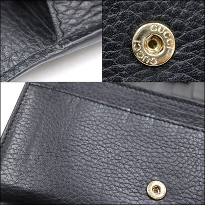 Gucci Bifold Wallet Interlocking Leather Black Gold