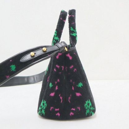 Prada Canapa Mini Tote Black Pink Green Gold Velour Leather