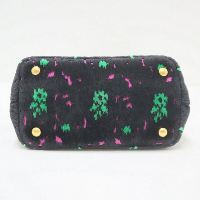 Prada Canapa Mini Tote Black Pink Green Gold Velour Leather
