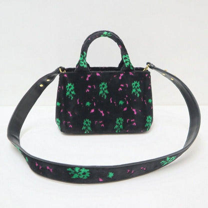 Prada Canapa Mini Tote Black Pink Green Gold Velour Leather