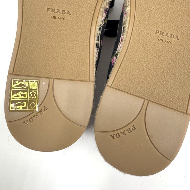 Prada Gabardine Espadrille Sneakers Black Pink Canvas 36.5