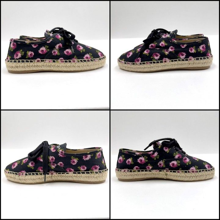 Prada Gabardine Espadrille Sneakers Black Pink Canvas 36.5