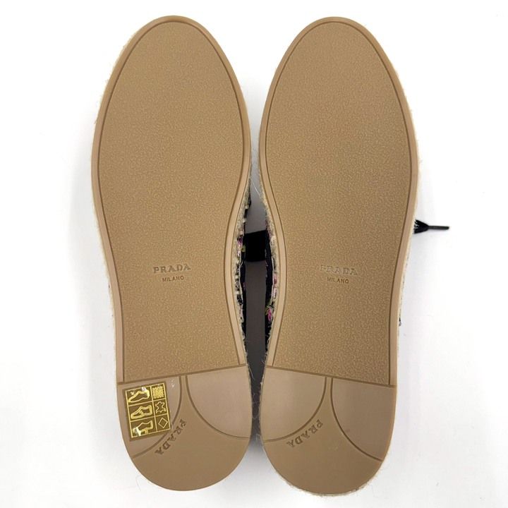 Prada Gabardine Espadrille Sneakers Black Pink Canvas 36.5