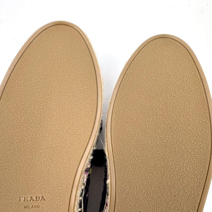 Prada Gabardine Espadrille Sneakers Black Pink Canvas 36.5