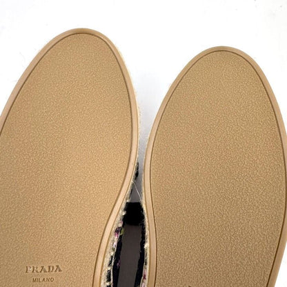 Prada Gabardine Espadrille Sneakers Black Pink Canvas 36.5