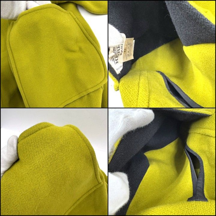 Hermes Reversible Coat Black Light Green 80% Wool 20% Cashmere 42 X Light