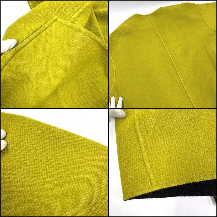 Hermes Reversible Coat Black Light Green 80% Wool 20% Cashmere 42 X Light