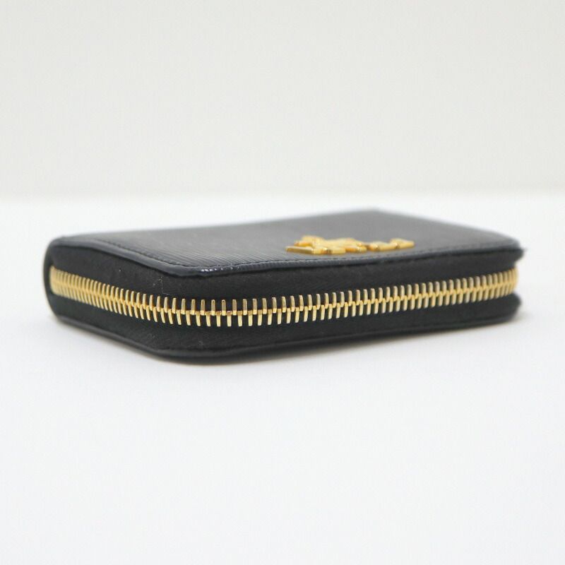 Prada Coin Case Leather Black Gold