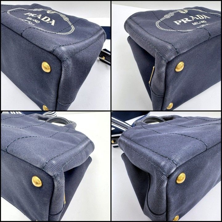 Prada Canapa Tote 2-Way Canvas Navy