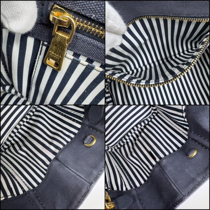 Prada Canapa Tote 2-Way Canvas Navy