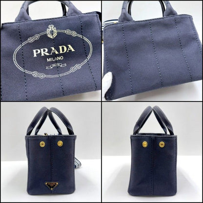 Prada Canapa Tote 2-Way Canvas Navy