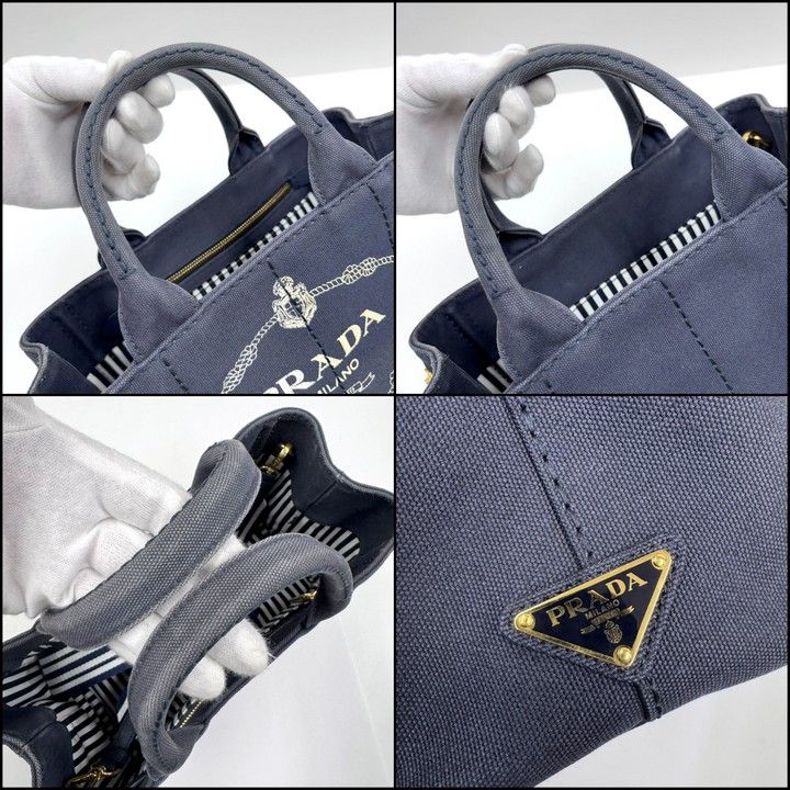Prada Canapa Tote 2-Way Canvas Navy