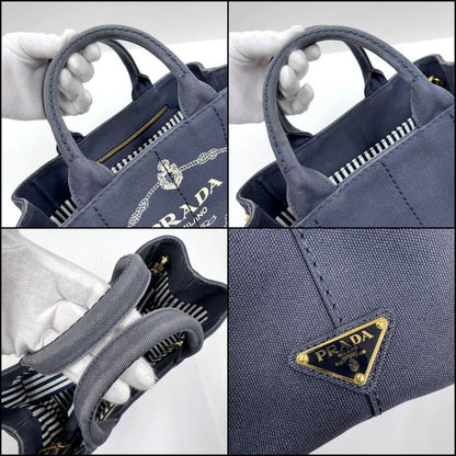 Prada Canapa Tote 2-Way Canvas Navy