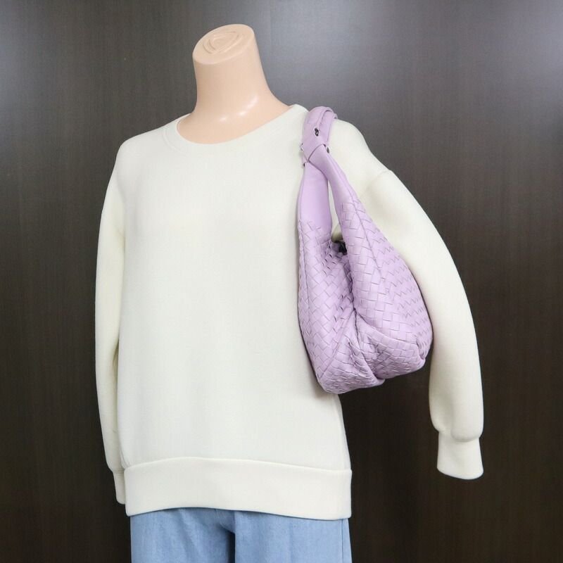 Bottega Veneta Campana Handbag Intrecciato Leather Purple :pastel