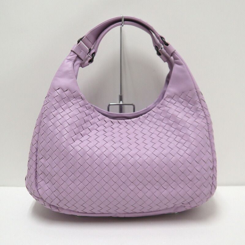 Bottega Veneta Campana Handbag Intrecciato Leather Purple :pastel
