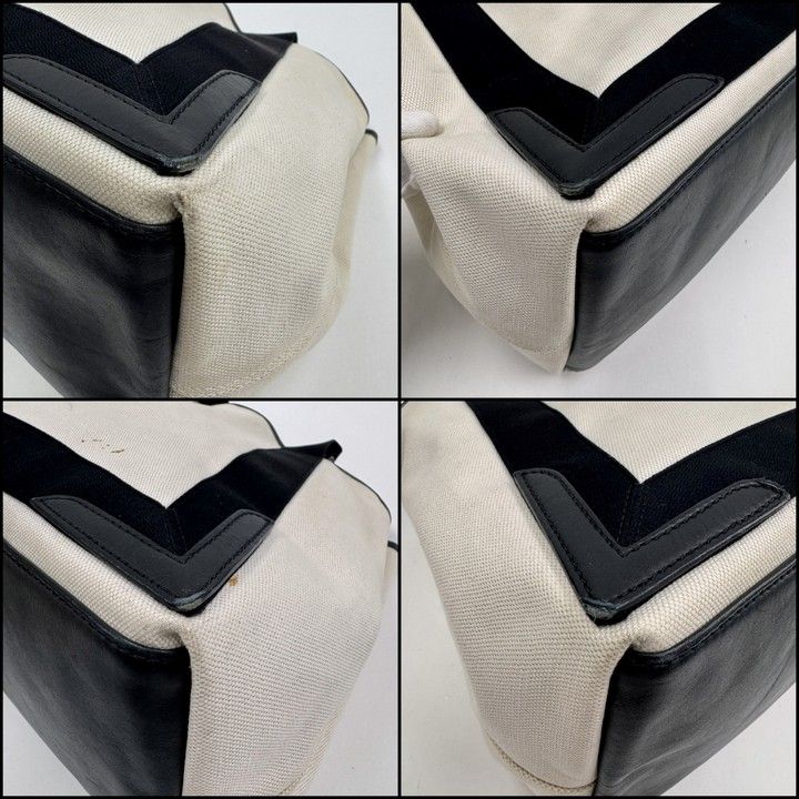 Balenciaga Navy Cabas Small Off White Cotton Canvas Black Pouch : Off-white X