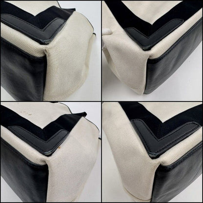 Balenciaga Navy Cabas Small Off White Cotton Canvas Black Pouch : Off-white X
