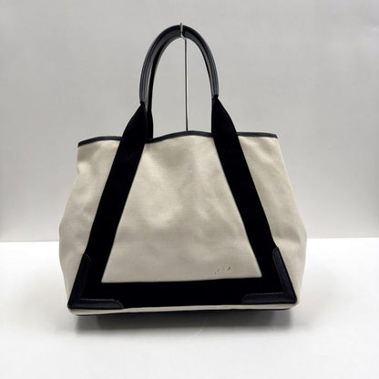 Balenciaga Navy Cabas Small Off White Cotton Canvas Black Pouch : Off-white X