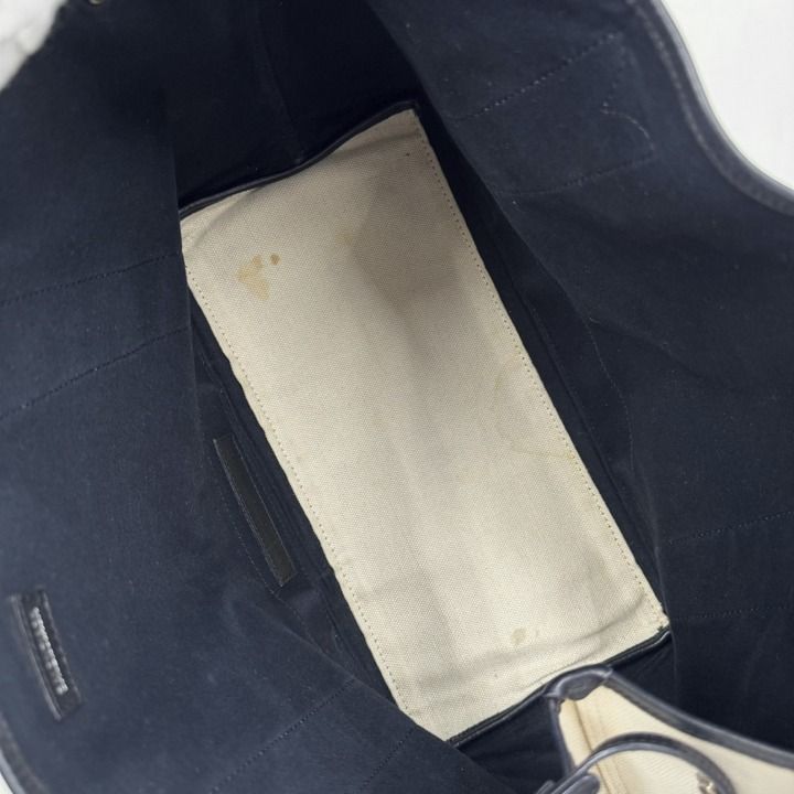 Balenciaga Navy Cabas Small Off White Cotton Canvas Black Pouch : Off-white X
