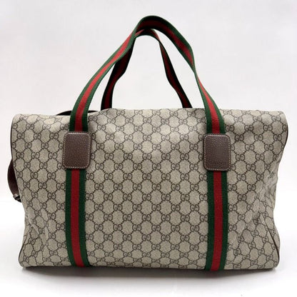 Gucci Large Duffle Boston Bag GG Supreme Beige Brown