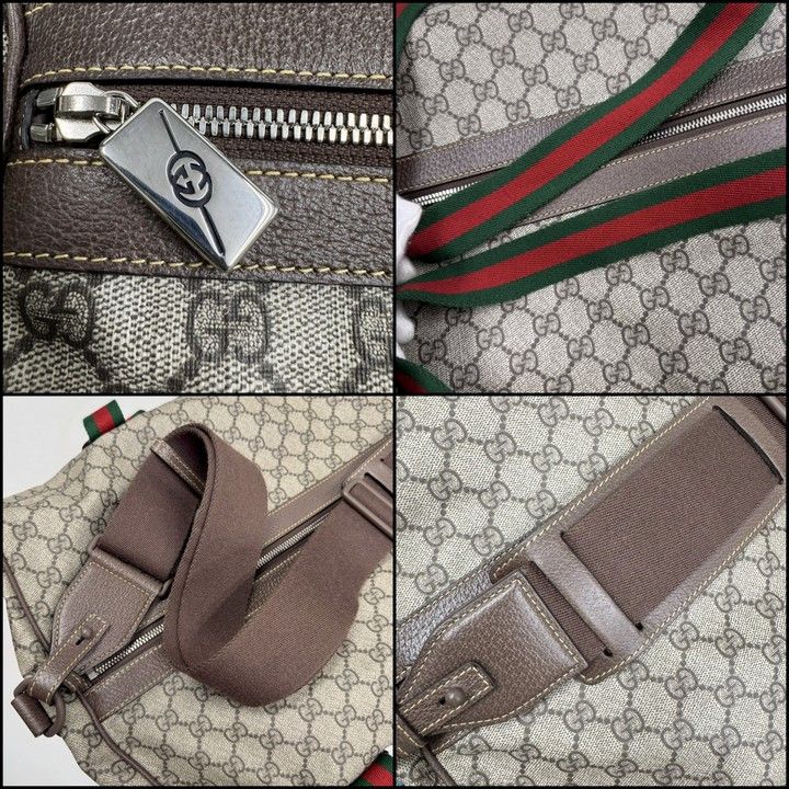 Gucci Large Duffle Boston Bag GG Supreme Beige Brown
