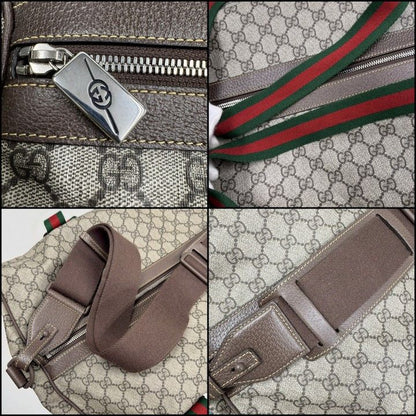 Gucci Large Duffle Boston Bag GG Supreme Beige Brown