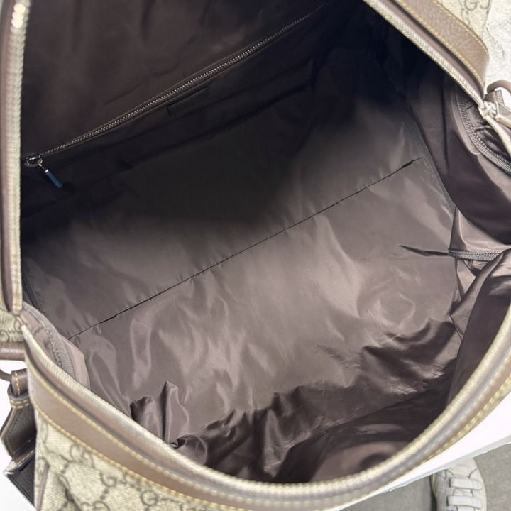 Gucci Large Duffle Boston Bag GG Supreme Beige Brown
