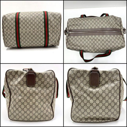 Gucci Large Duffle Boston Bag GG Supreme Beige Brown