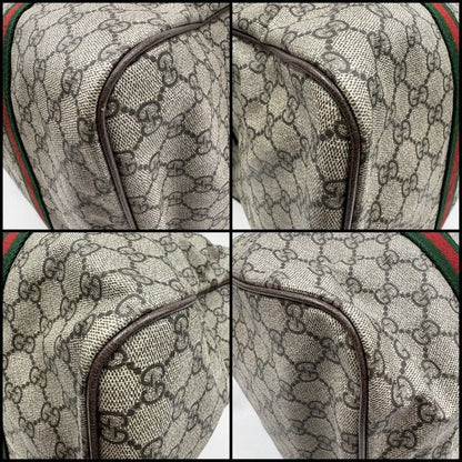Gucci Large Duffle Boston Bag GG Supreme Beige Brown