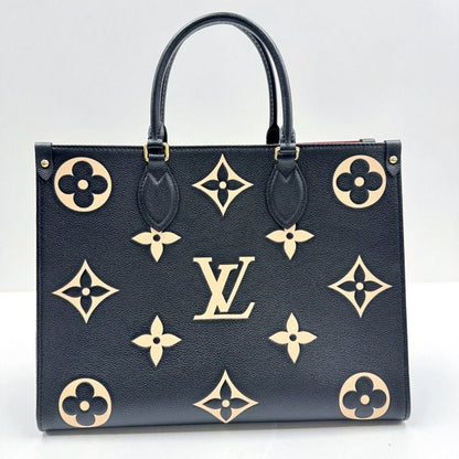 Louis Vuitton on the Go MM 2-Way Handbag Monogram Black Beige
