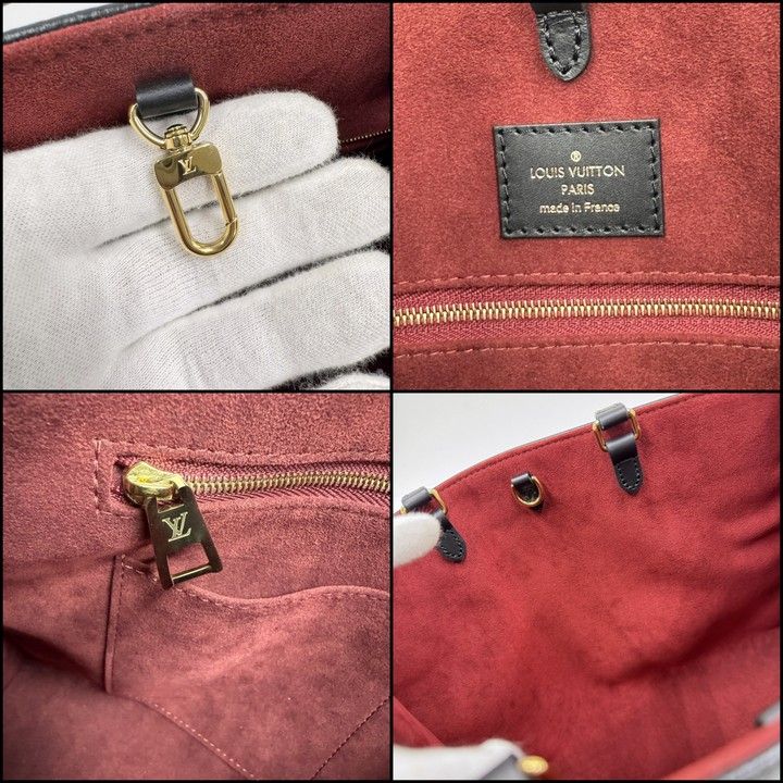 Louis Vuitton on the Go MM 2-Way Handbag Monogram Black Beige