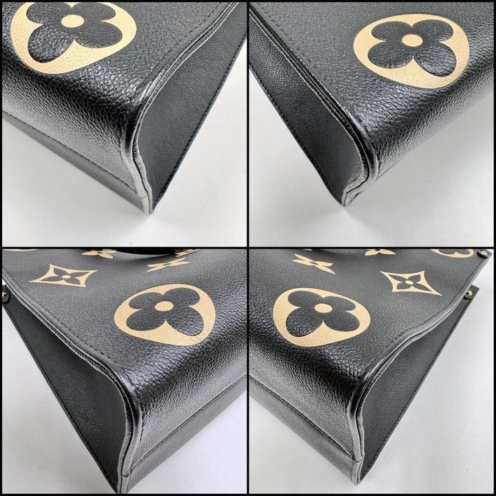 Louis Vuitton on the Go MM 2-Way Handbag Monogram Black Beige