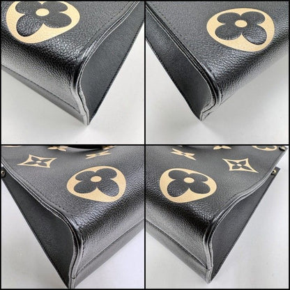 Louis Vuitton on the Go MM 2-Way Handbag Monogram Black Beige
