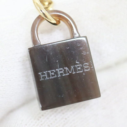 Hermes Amulet Padlock PM Necklace Buffalo Horn Gold Chain