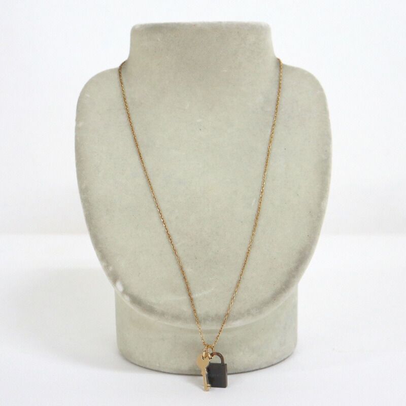 Hermes Amulet Padlock PM Necklace Buffalo Horn Gold Chain