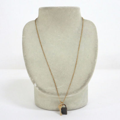 Hermes Amulet Padlock PM Necklace Buffalo Horn Gold Chain