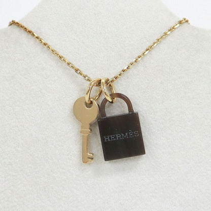 Hermes Amulet Padlock PM Necklace Buffalo Horn Gold Chain