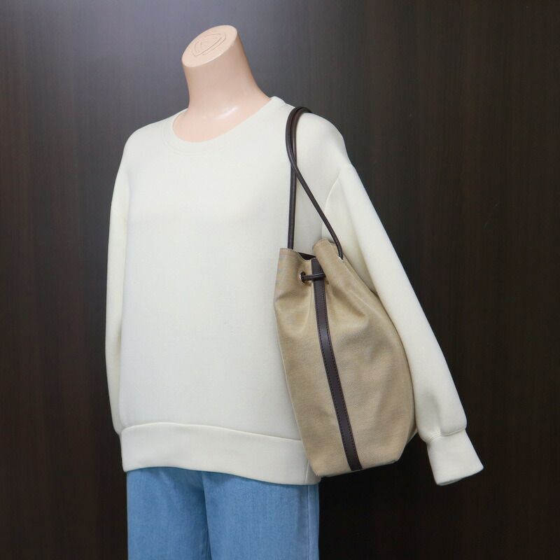 Gucci Shoulder Bag Canvas Beige Brown