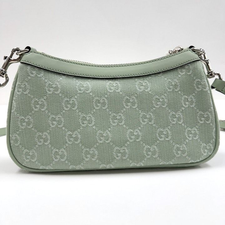 Gucci Ophidia Small Shoulder Bag Double GG Supreme Pearl Green Pale