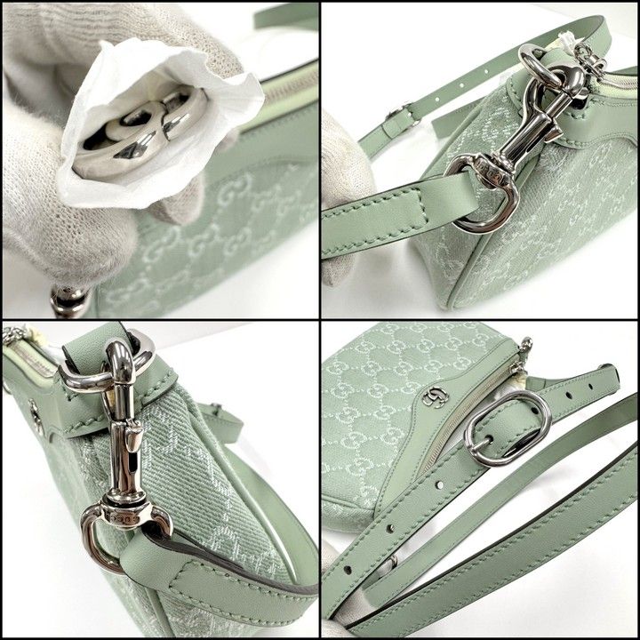 Gucci Ophidia Small Shoulder Bag Double GG Supreme Pearl Green Pale